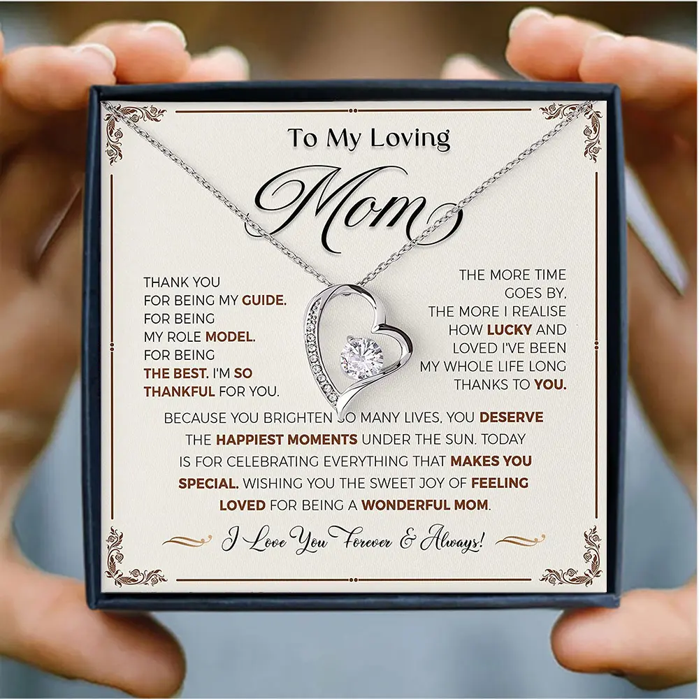 To My Mother Necklace from Daughter Son Mothers Day Necklace Gifts for Mom Silver Love Heart Necklace Mother's Day Birthday Christmas Gifts for Mama Hypoallergenic Jewelry Necklinphalt Cz Bling, Exquisite Jewelry Gift