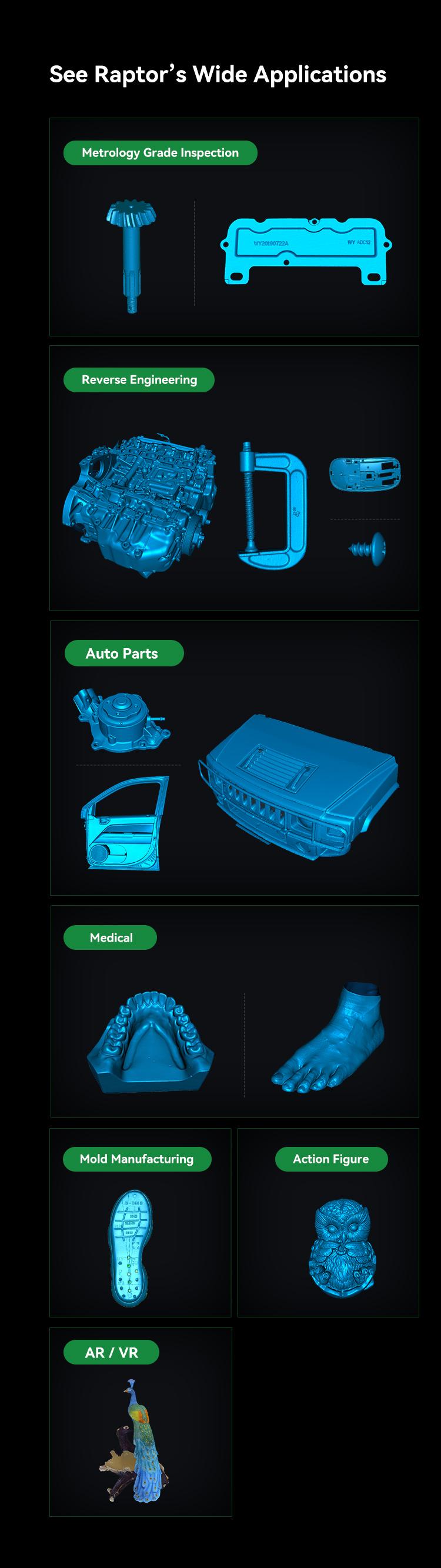 Creality CR-Scan Raptor 3D Scanner with Metrology Grade Accuracy and 7 Blue Laser Lines