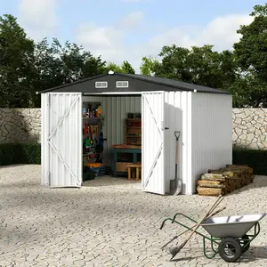 6x8x6.4 Ft Outdoor Storage Sheds, Metal Garden Tool Shed for Backyard, Large Metal Sheds Outdoor Storage with Lockable Doors & Air Vents for Backyard Garden Patio Lawn