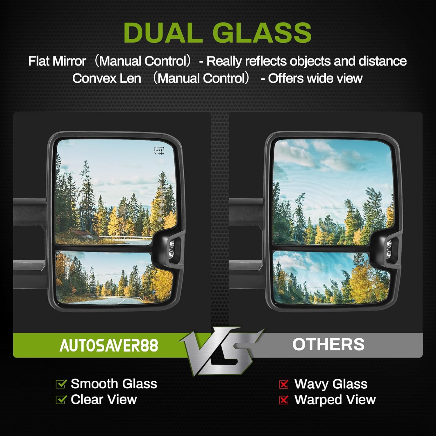 YITAMOTOR Towing Mirror for 2014-2018 Silverado Sierra 1500 2500 HD 3500 HD, Power Heated Switchback LED Turn Signal Light Running Light Manual Telescoping Folding White