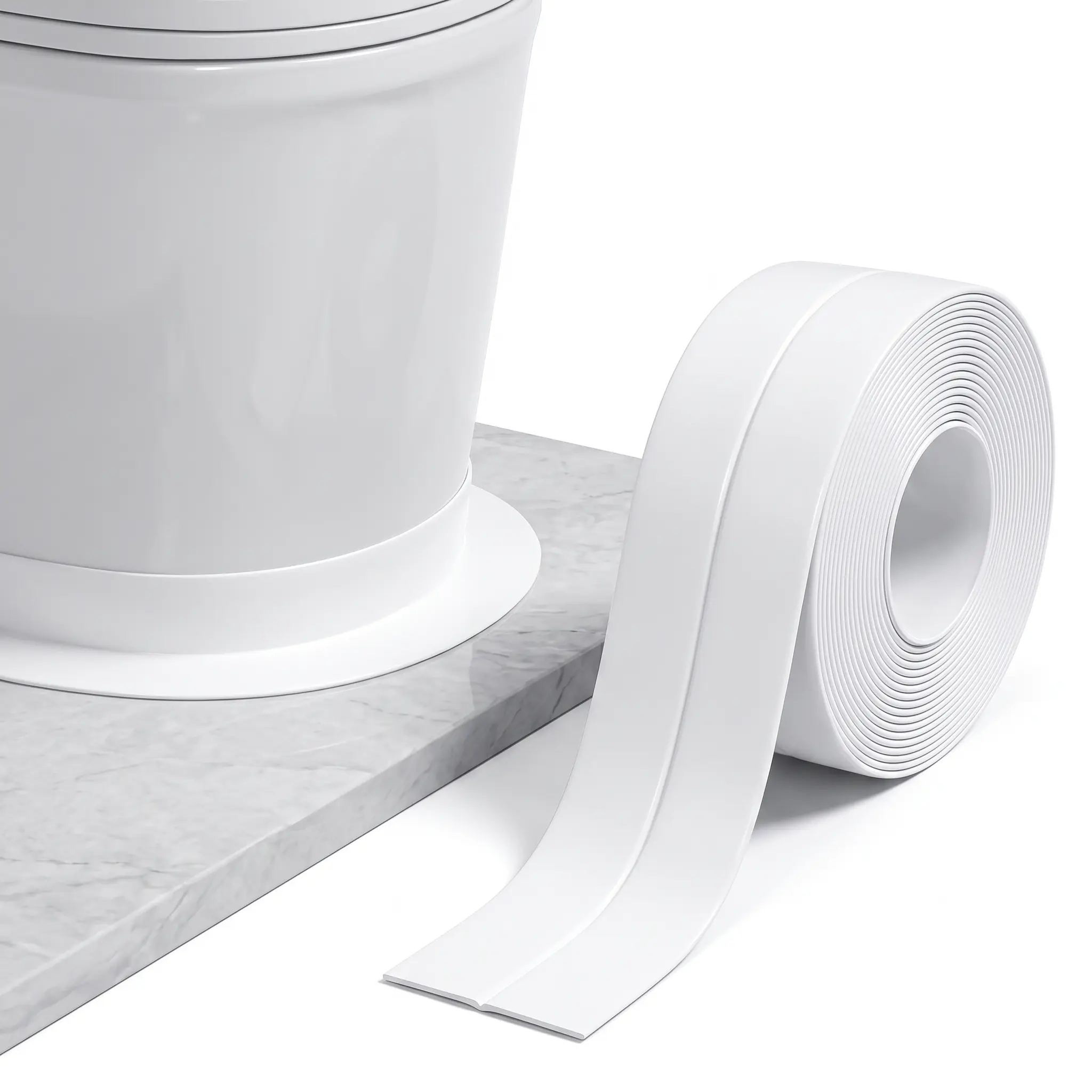 Self-Adhesive Sealing Tape, 1.5x10.5Ft Leak Proof Design Seal Tape Waterproofers Multi-Use Adhesive Seal Strip for Toilet, Bathtub Caulking Tape