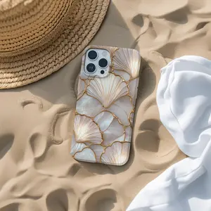 Stained Glass Seashell Phone Case for Girls Faux Mosaic Coquette Coastal Cover Protective Shockproof Ultra Slim Minimal Case for iPhone 17 16 15 14 13 12 11 Pro Max Plus Air Galaxy S26 S25 S24 S23 S22 S21 Ultra Plus FE