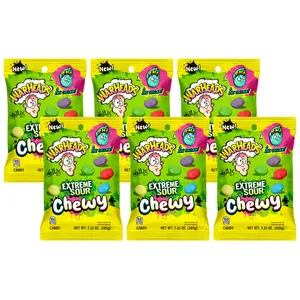 WARHEADS X ZHC EXTREME SOUR CHEWY - 7.25oz Peg Bag 6 Pack