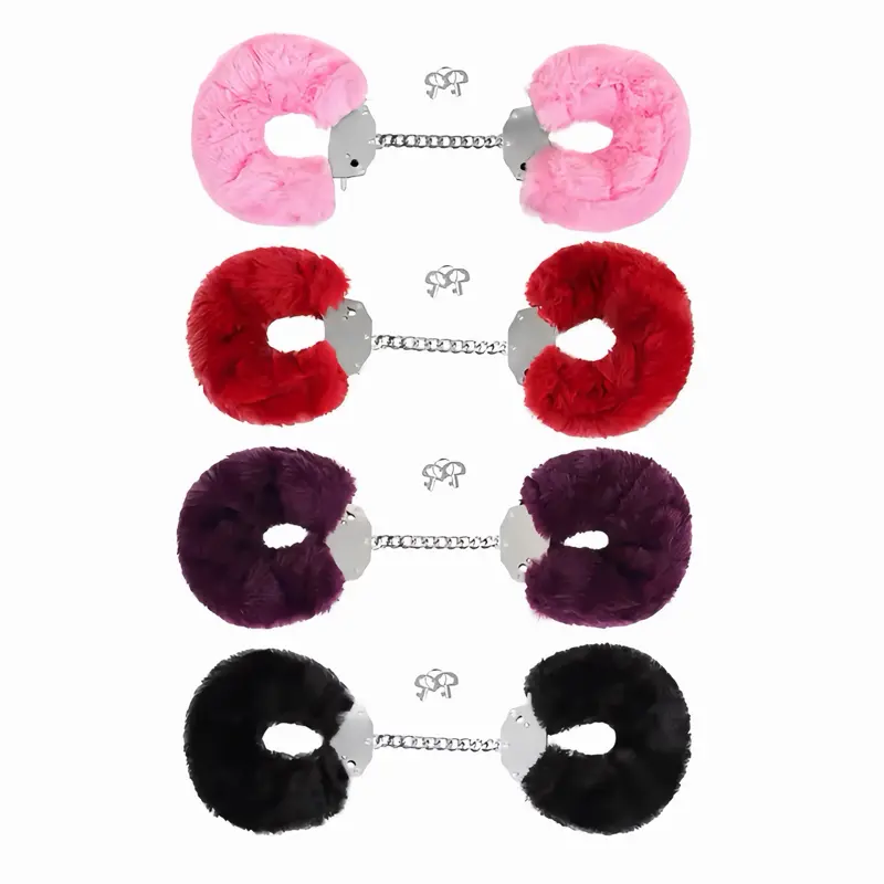 Plush Toy Handcuffs Costume Toy Prop Set w/ Key Props – Soft Faux Fur Party Accessory for Cosplay & Halloween
