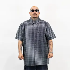 FB County Vintage Long Collar Short Sleeve Checker Shirt