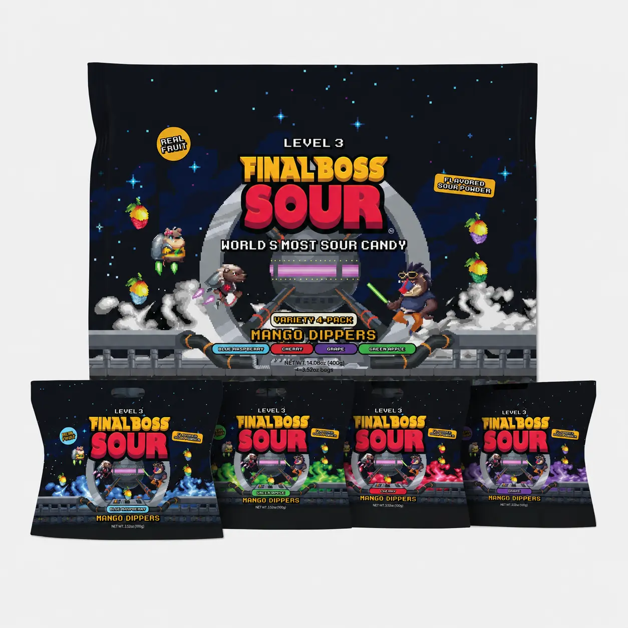 Final Boss Sour - Mango Dippers | Real Dried Fruit, Extreme Sour | Variety Pack & Singles