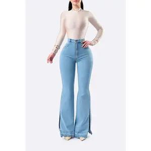 Jeans Gia Button Womenswear Bottom Flared