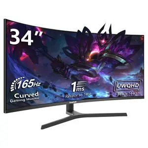 34 Inch Ultrawide Curved Gaming Monitor 1500R PC Screen 165hz UWQHD 3440x1440 FreeSync Support Wallmount 75x75mm