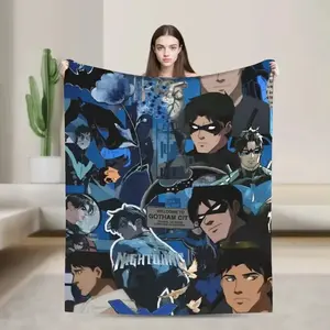 Nightwing Dick Grayson Blanket Ultra Soft Plush Flannel Cozy Warm Bedroom Couch Sofa Bedding Throw Travel Camping Decor Birthday Christmas Gift for DC Comics Fans Men Women Kids Teens Superhero Style