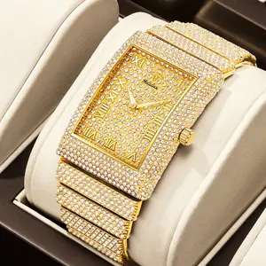Luxury Unisex Square Synthetic Diamond Watch, Gold & Silver Dual-tone Design, Embedded Sparkling Diamonds, Waterproof Luminous Function, Exquisite Adjustable, Perfect Gift for Christmas, Birthdays, Valentine's Day, and Weddings – 1082