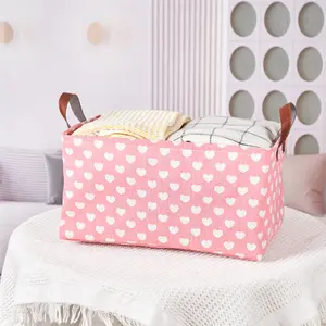 Heart Print Foldable Storage Hamper Bin - Multi-Use Collapsible Organizer for Home  Shelf Storage, Decorative Gift Basket