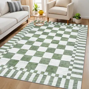 Modern Checkered Print Geometric Living Room Rug Large Size Washable Soft Non-slip Ultra-thin Foldable for Dining Room Living Room Bedroom Office Game Room Laundry Room decorative floor mat