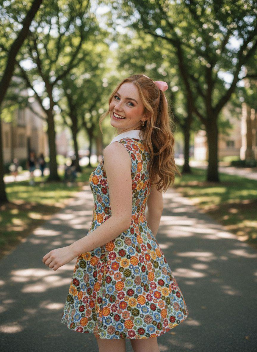 ORANGE 1960S DAISY PETER PAN COLLAR DRESS Summer Casual Wear Women Womenswear Sleeveless