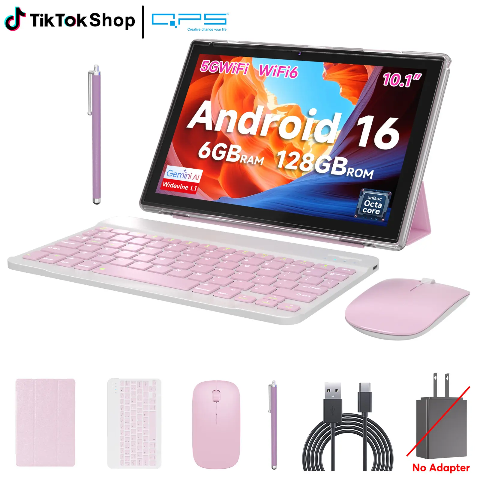 【tiktokshopbacktoschool】PEICHENG 2026 Android 16.0 Tablet, 10.1" IPS Screen, 20GB (6+14) RAM, 128GB ROM (1TB Max Expandable), Octa-Core 2.2GHz, GMS Certified, WiFi6 5G, BT5.0, Type-C, Ideal for Work/Streaming, Birthday/Father's Day Gift, Tech Deals Bundle