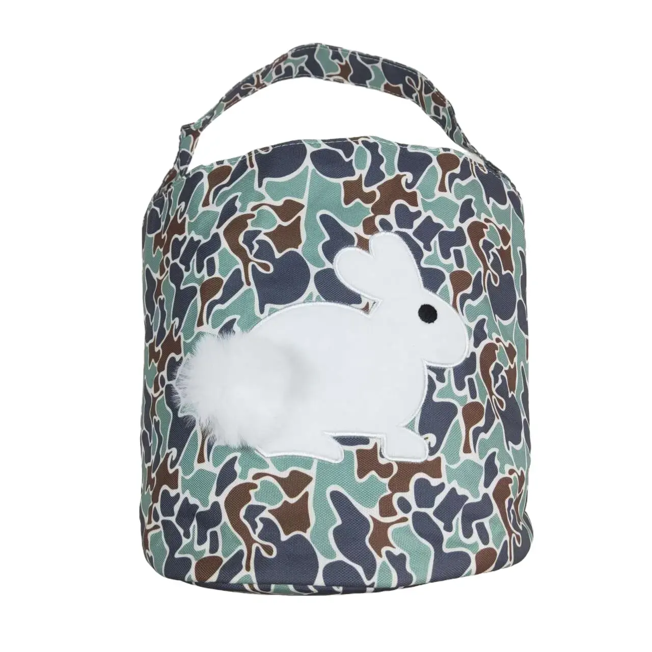 Kids' Casual Camouflage Backpack, Animal Print Canvas Bucket Bag with Adjustable Strap, High-Capacity Easter Gift