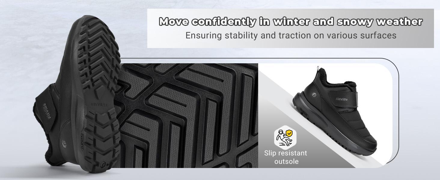 FitVille Men's Extra Wide Snow Boots Winter Shoes with Fur Lining Waterproof Heat Lock Technology for Outdoor Comfort & Traction