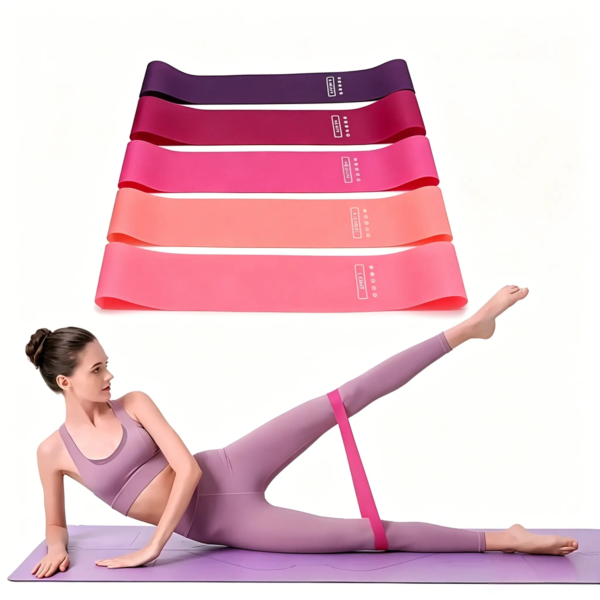 5-Pack Adjustable Workout Loop Bands - Strength Training Home Gym Equipment for Legs, Glutes, Yoga & Pilates (5 Resistance Levels) for Women, Men, Home Fitness Equipment, Resistance Band Workout, Lower Body Workout