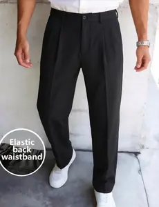Men’s solid-color casual ice silk pants, drapey straight-leg slim-fit dress pants fathersdaygift