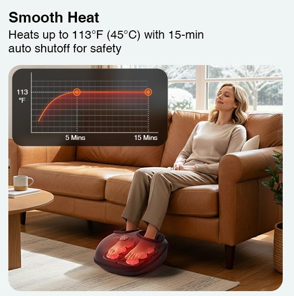 Nekteck Shiatsu Foot Massager Machine with Soothing Heat, Deep Kneading Therapy, Air Compression, Improve Blood Circulation and Foot Wellness Brown