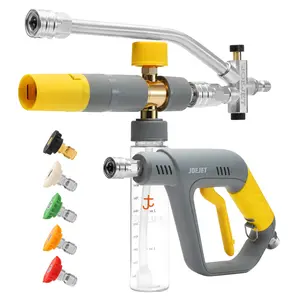 JOEJET Pressure Washer Gun with Mini Foam Cannon Dual Connector, Dual-Purpose Switch Spray Gun with 5 Power Washer Nozzle Tips, Dual Wand Foam Cannon, 1/4” Quick Connector fathersdaygift