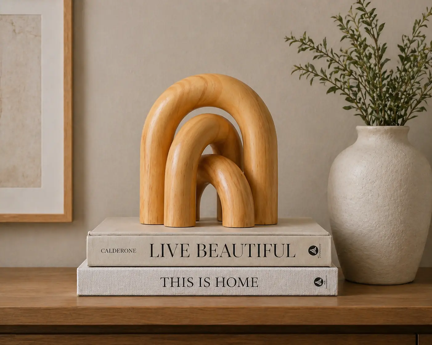 Modern Wooden Arch Decor | Minimalist Oak Wood Sculpture | Aesthetic Home Accent