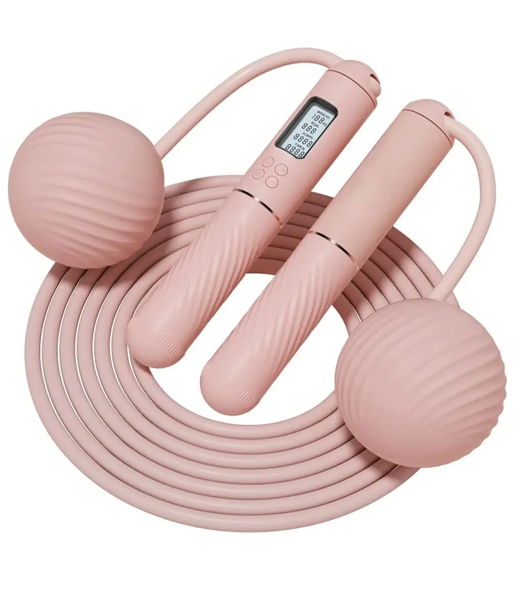 Cordless Jump Rope 2 In 1 with Large Cordless Ball-Weighted Jump Rope for Women men Kids Outdoor Speed Boxing Crossfit Workout Exercise Cardio with LCD Display Adjustable