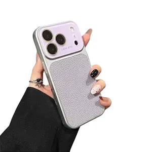 iP17ProMax/Air Phone Case 16/15/14/13 High Aesthetic Retro Lychee Leather Texture HD Lens Film Anti-Scratch Shockproof Anti-Drop Anti-Fingerprint Smartphone Protective Cover