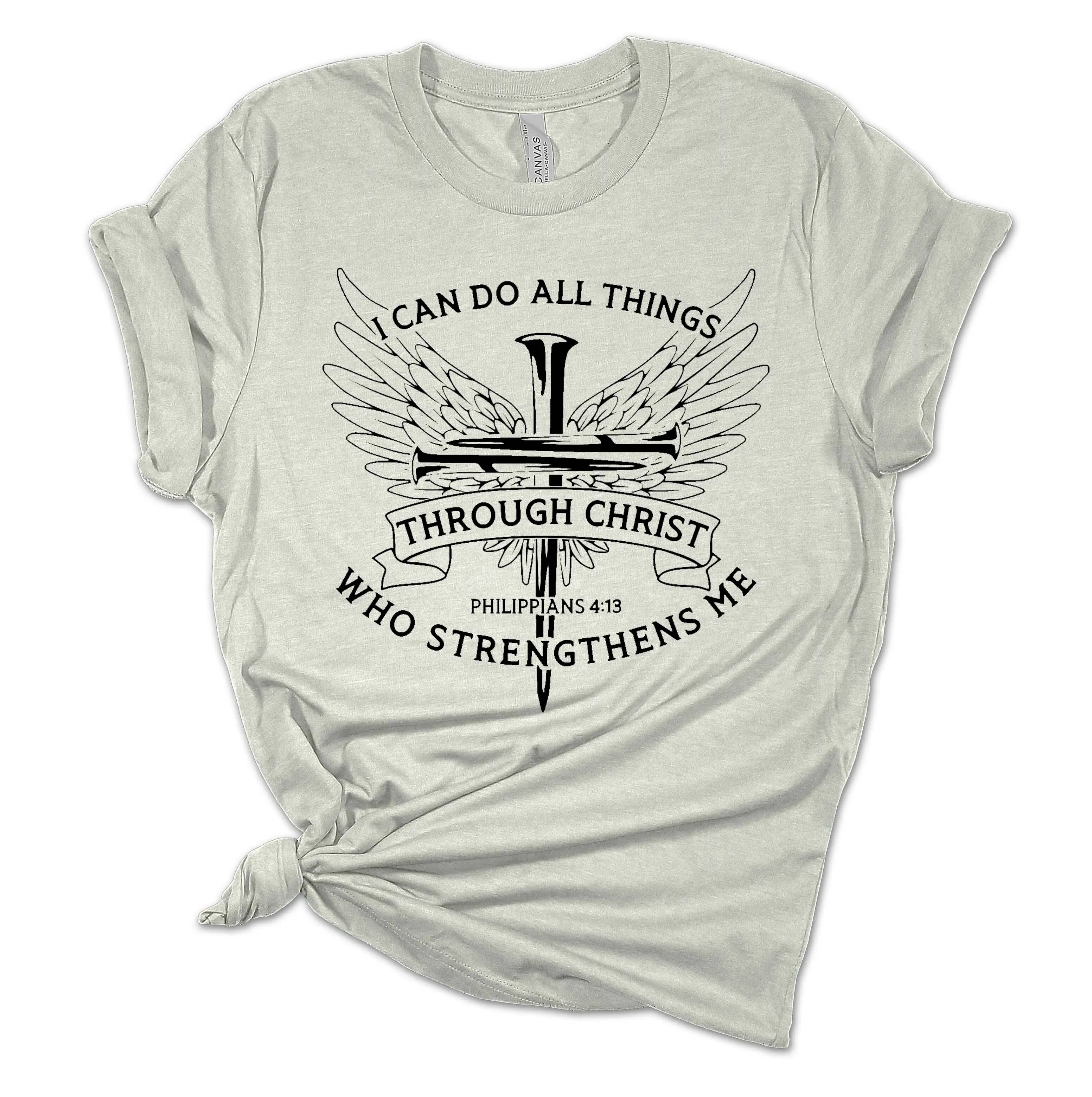 TRENZ SHIRT COMPANY Christian Tee, Unisex Short-Sleeve Tshirt with Philippians 4:13 "I Can Do All Things" Scripture Print, Top, Fashion, Round Neck