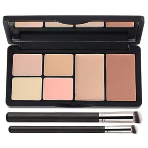 Concealer Contour Palette, 6 In 1 Color Correcting Concealer Contour Makeup Palette, Contouring Foundation Highlighting Makeup Kit for Dark Circles, Blemish With 2 Packs Brush