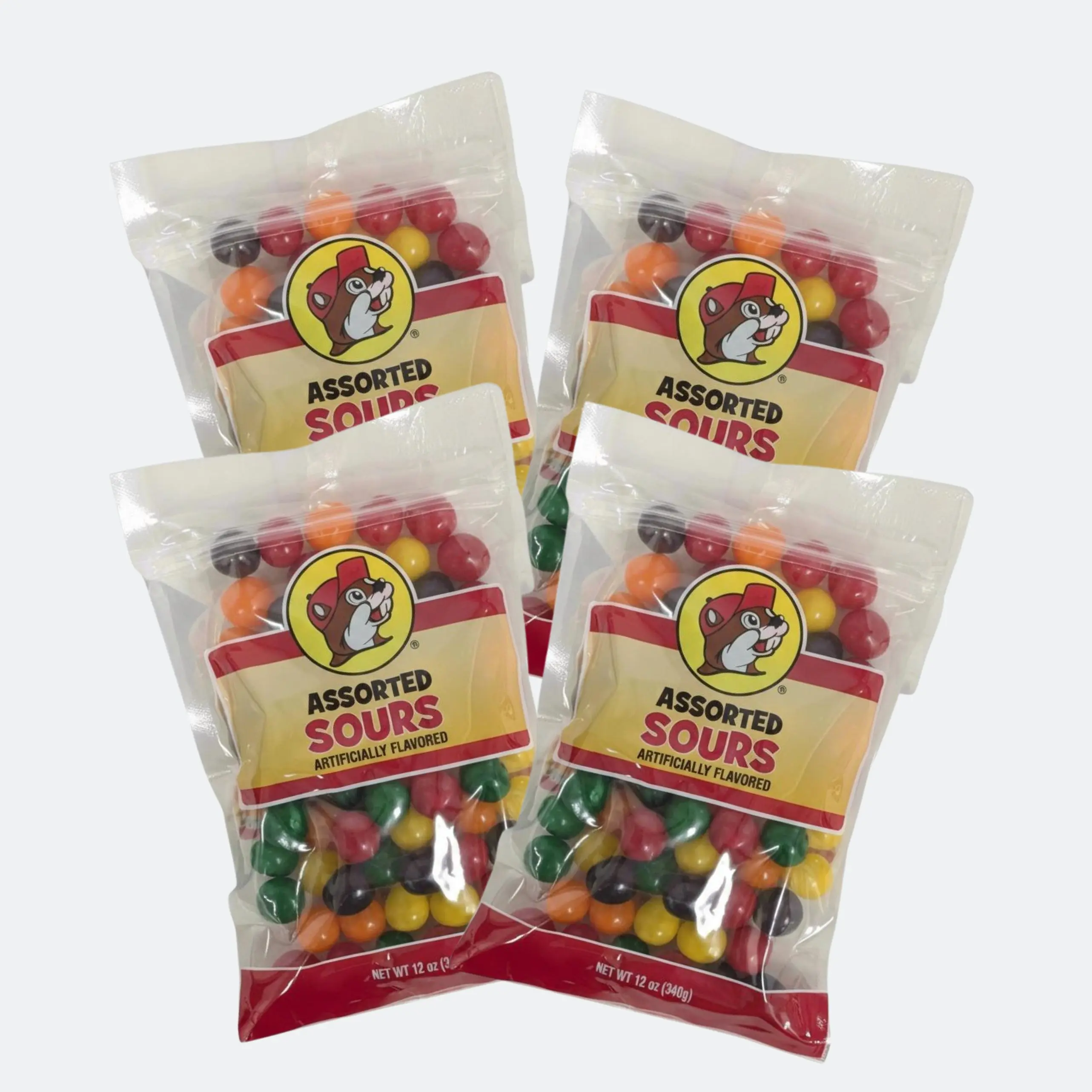 Buc-ee's Assorted Fruit Sours Chewy Snack Candy - Coated Tangy Lemon & Lime Flavored Bite-Sized Soft Fruity Sweet-Tangy Treat for Parties, Travel - Premium Fruits Candy