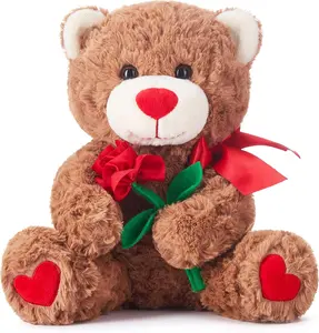 Bear Stuffed Animal Love Plush Toy with Bow for Valentine,Cute 10.6" Soft Plushie Small Toy,Gifts for Girlfriend (Bear)