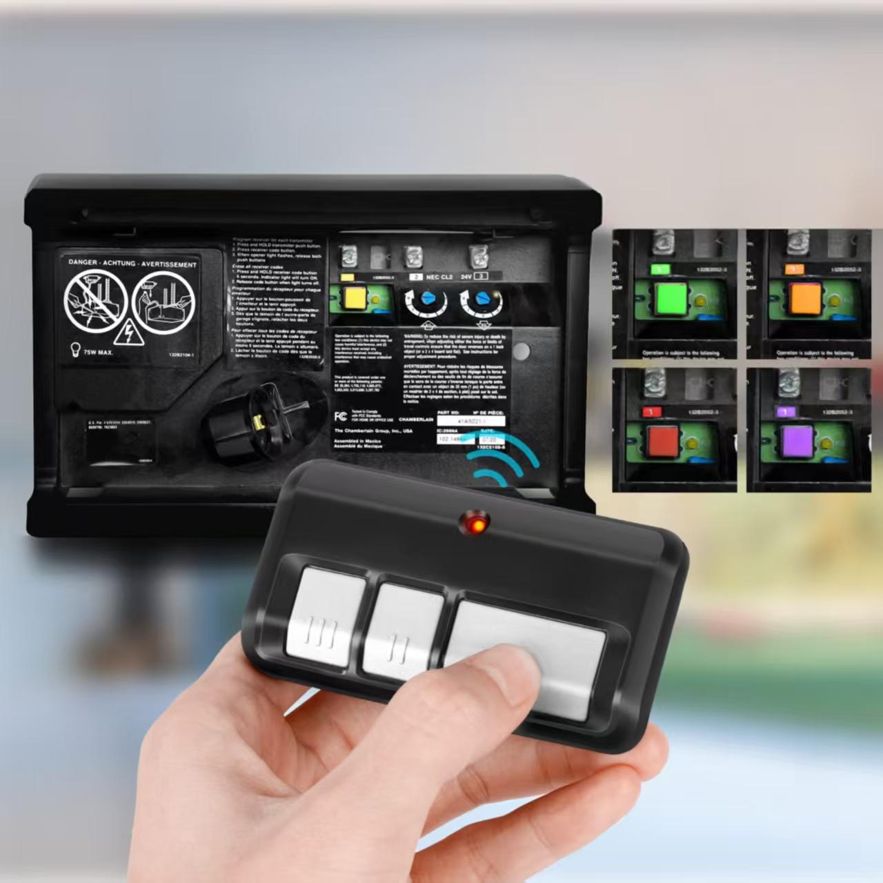 Suitable for garage door opener remote controllers. Can replace models 893LM, 893Max, 891LM, 371LM, 373LM, 971LM, 973LM. Wireless remote key entry system without waiting time. Safe and reliable.