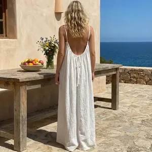 Women's Solid Color Cami Lounge Dress, Elegant Sleeveless Long Dress for Summer, Ladies Sleepwear for Indoor Wear Homewear Womenswear night gown for women