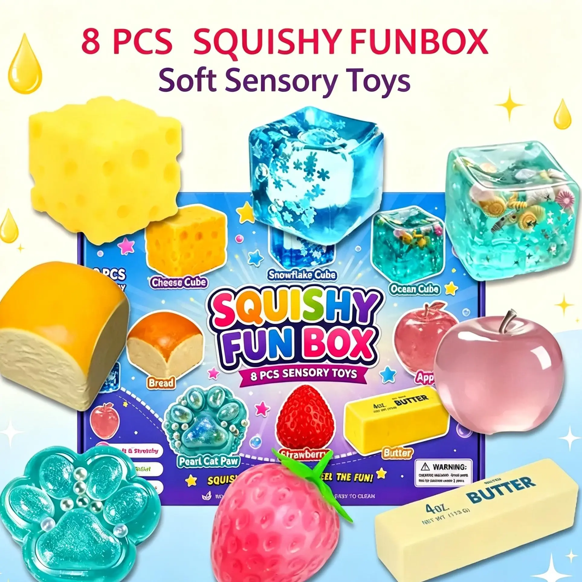 Trending Sensory Fidget Toy Set – 8 Styles Squishy Stress Relief Toys with Ultra-Satisfying Slow-Return & Calming Texture