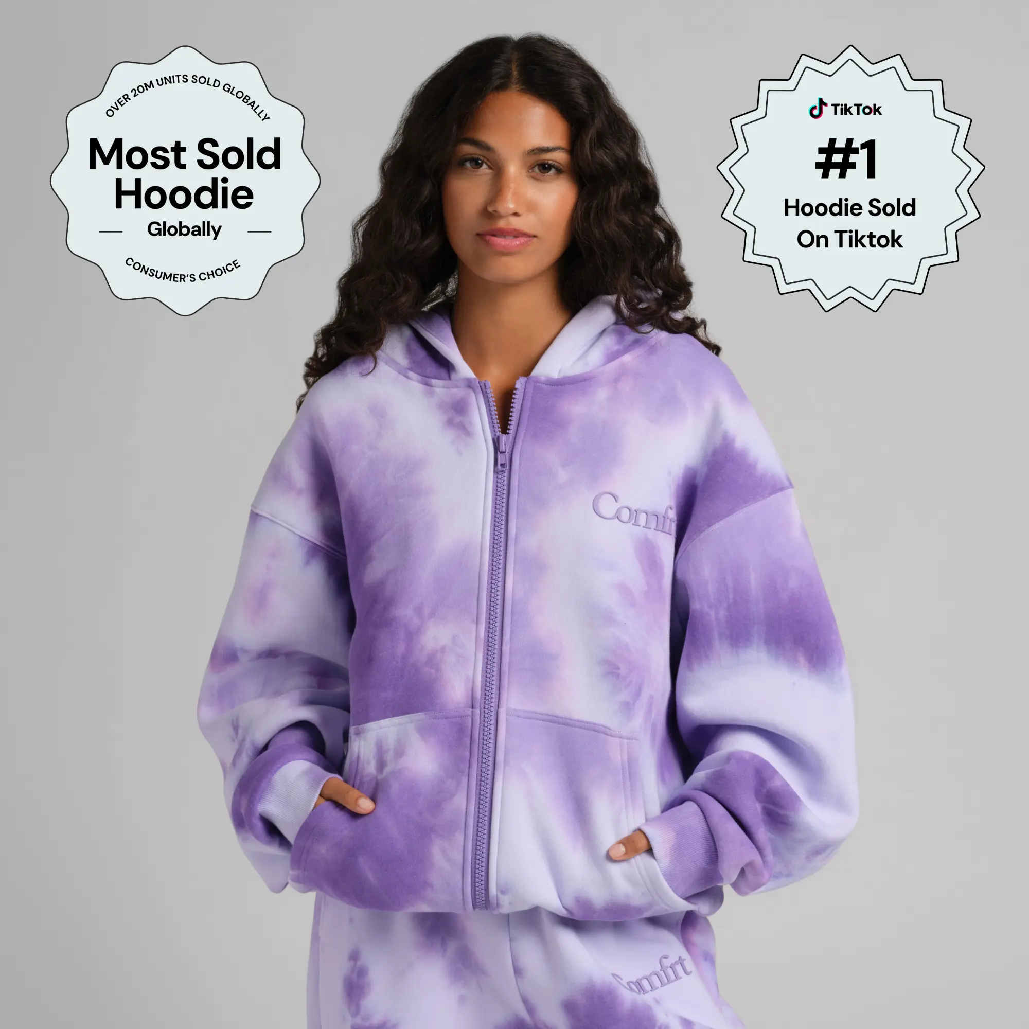 Comfrt | Minimalist Zip Hoodie - Mega | Colorful Slightly Weighted Full Zip Hoodie