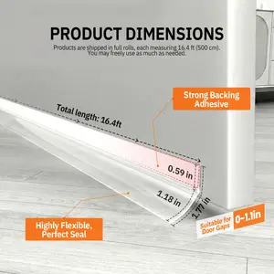 【2PACK}】16.4Ft Door Weather Stripping, (1.77in Width) Weather Stripping Door Draft Stopper Adhesive Seal Strip Anti Draft Insulation Tape for Doors Windows and Shower Doors