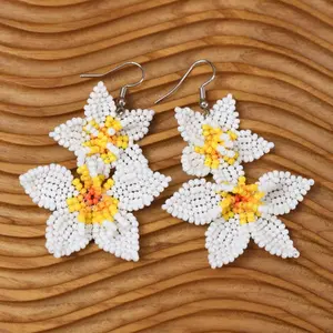Indigenous Beadwork Blossom Earrings - Authentic Native American Handmade Jewelry