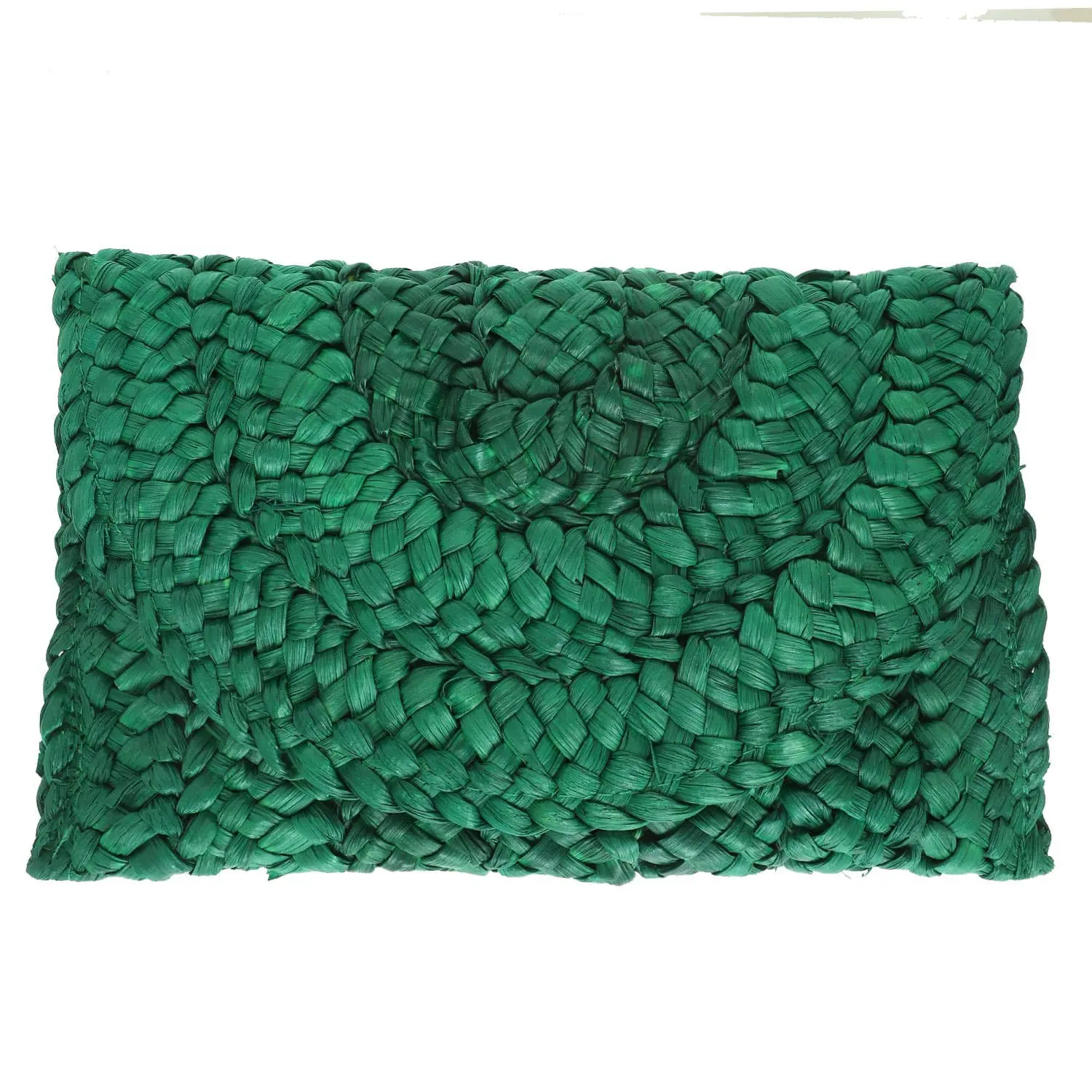 Straw Woven Raffia Clutch Handbag: Green