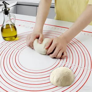 Dough Mat Silicone Baking Mats for Rolling Pastry,Kneading Sheet Sourdough Bread Baking Supplies Red 24x16" 0.45mmT