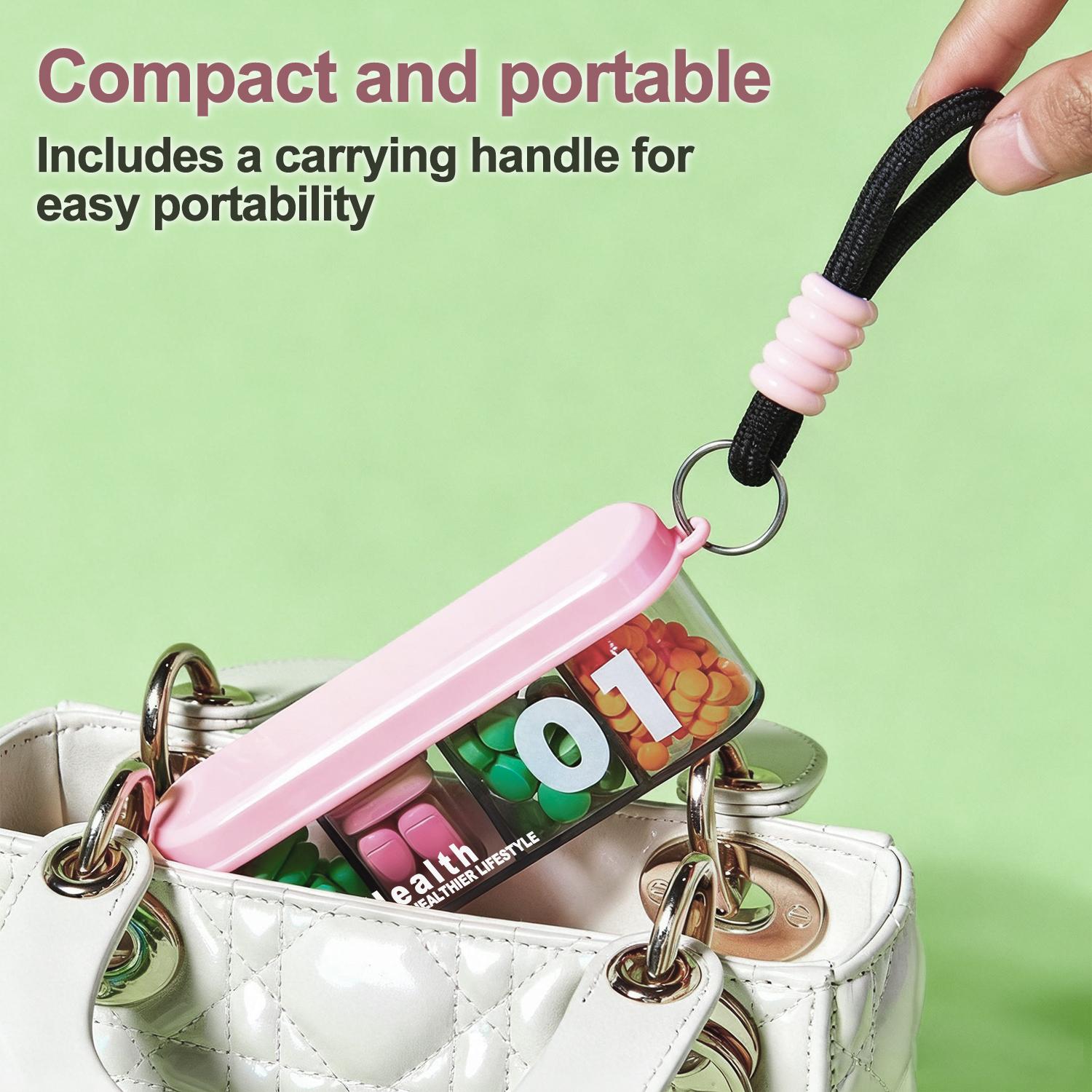 4PCS Pill Organizer, BPA Free Travel Pill Box Case with Wide Open Design and 4 Compartment to Hold Vitamins, Cod Liver Oil, Supplements and Medication