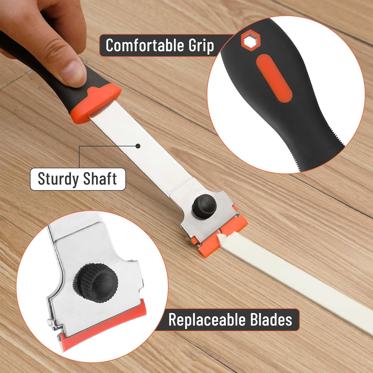 Razor Blade Scraper, Long Handled Scraper Tool with 10 Extra Replacement Blades, Razor Scraper Remover for Cleaning Sticker, Paint, Caulk from Window, Car, Glass, Windshield, Stove