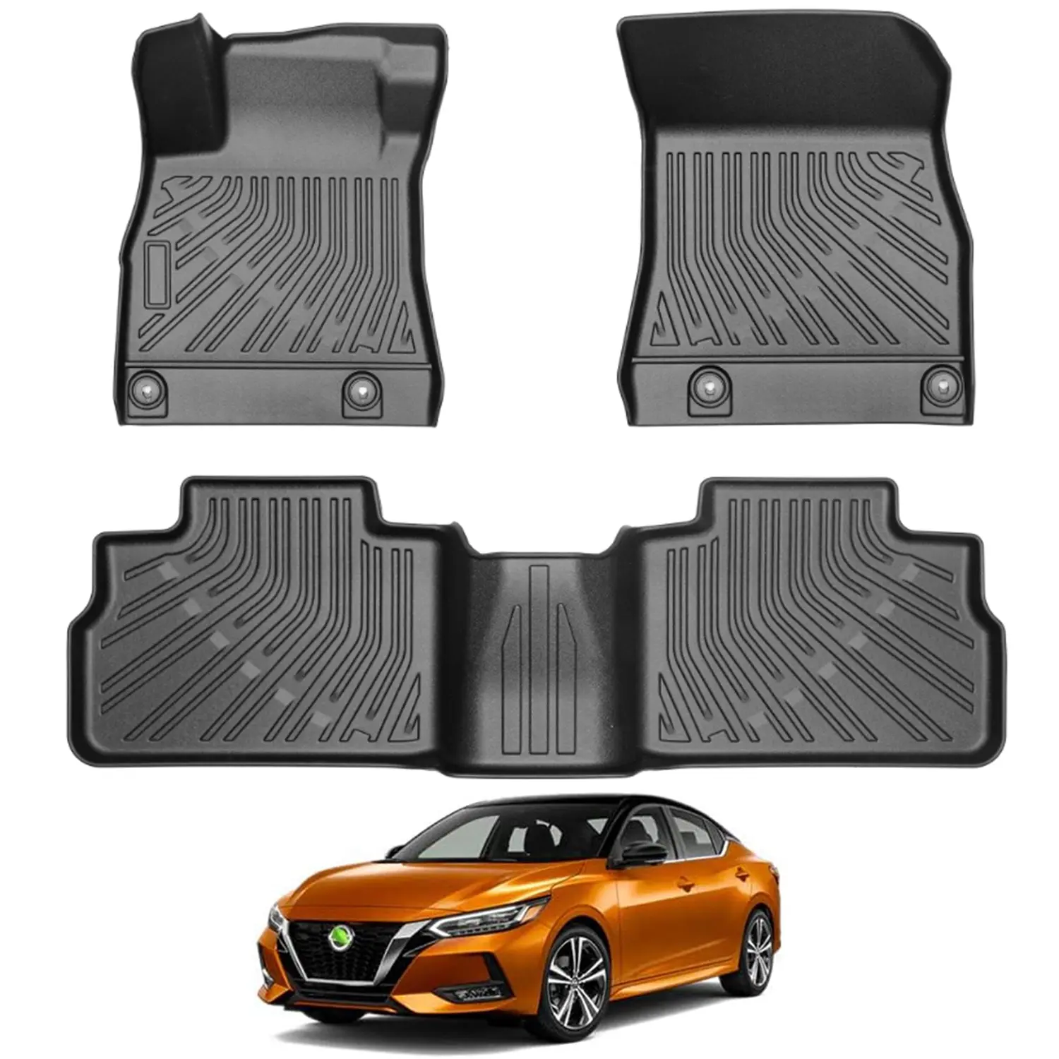 Canvcle Custom Fit All-Weather TPE Car Floor Mats - Anti-Slip, Durable, Easy to Install, Easy to Clean Car Accessories for 2020-2026 Nissan Sentra S/SV/SR, Black Automotive Liners