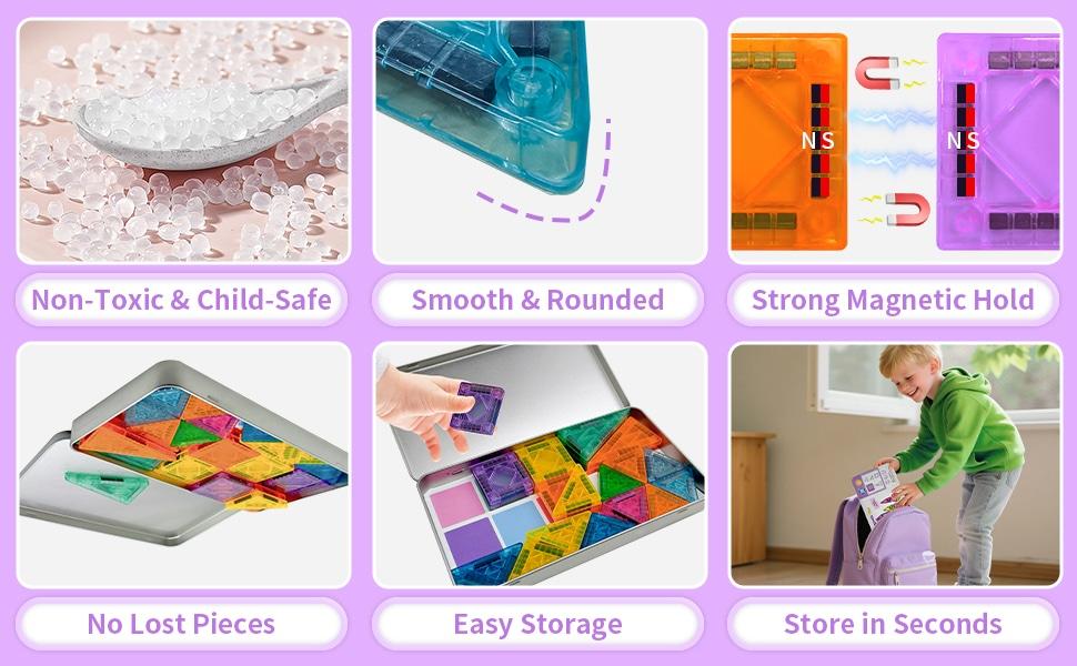 Hotfree Mini Magnetic Tiles Building Blocks 40PCS - Montessori Educational Magnet Travel Construction Set with Iron Storage Box, Airplane Activities Toys, STEM Toddler Birthday Christmas Gift for Boys & Girls Ages 3-8, Easter Basket Stuffers Hotfree Mini Magnetic Tiles Building Blocks 40PCS - Montessori Educational Magnet Travel Construction Set with Iron Storage Box, Airplane Activities Toys, STEM Toddler Birthday Christmas Gift for Boys & Girls Ages 3-8, Easter Basket Stuffers