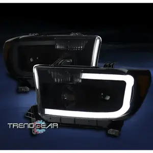 FOR 2007-2013 TOYOTA TUNDRA/2008+ SEQUOIA LED PROJECTOR HEADLIGHTS BLACK/SMOKE
