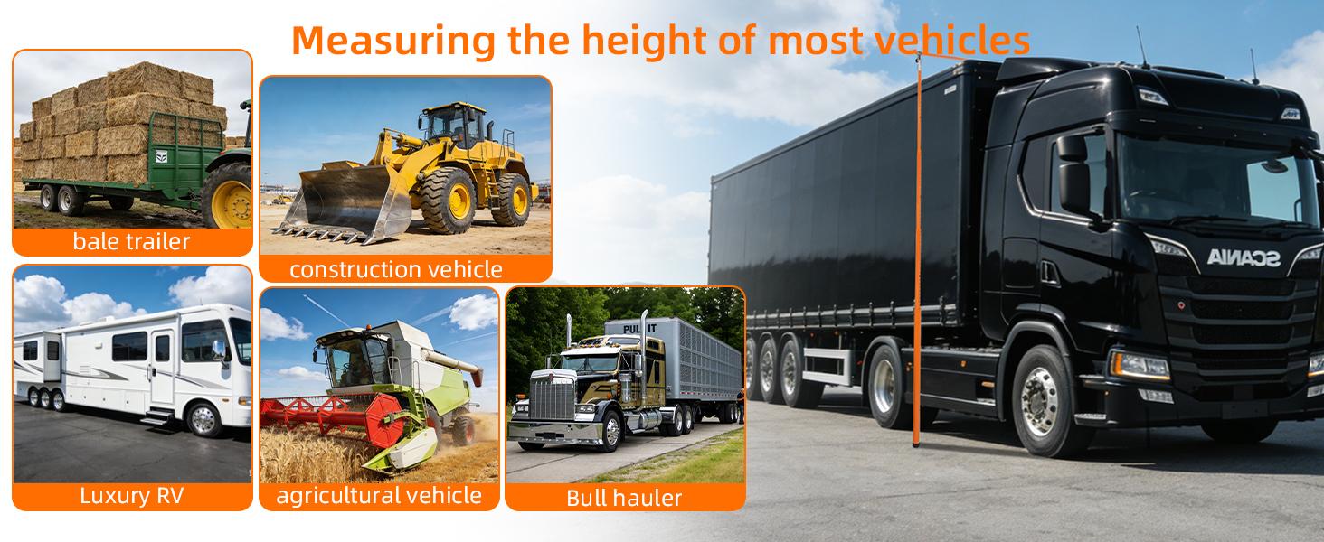 20FT Load Height Measuring Stick, Retractable Measuring Pole Height Stick with Storage Bag, Imperial & Metric Fiberglass Rod, Adjustable Height Measurement Stick for Semi Trucks, Bale Trailer, Tank