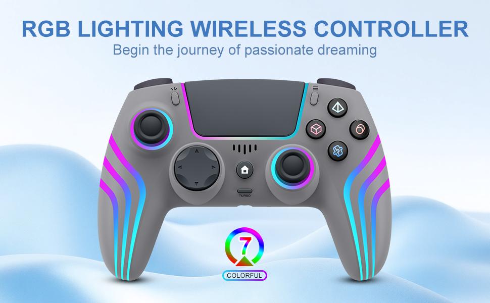 JORREP Anti-Drift Hall Effect PS5/Pro controller ，7 RGB Colors Dual Vibration Turbo 6-Axis Gyro Programmable Buttons 3.5mm Headset Jack 1500mAh Battery Wired Adjustable Gamepad Compatible with PC MAC iOS Android 10 Steam Deck