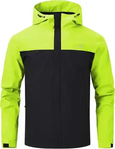 Men's High Visibility Outdoor Jacket - Waterproof Windproof Breathable Softshell Hooded Jacket for Hiking, Construction Work & Daily Commute