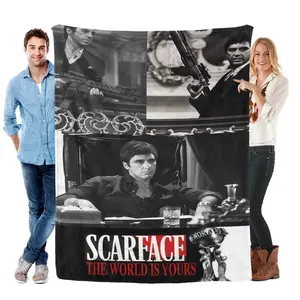 Scarface The World Is Yours Flannel Blanket   Soft Blankets, Perfect for Home Bedroom Bed Sofa Picnic Travel and Office Use Ideal for Holiday Gifts.