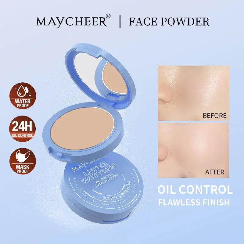Waterproof Oil Control Matte Powder Foundation, Long-Lasting Coverage, Natural Finish, Ideal for Summer Activities, Perfect for All Skin Types, Flawless Foundation, Makeup Matte
