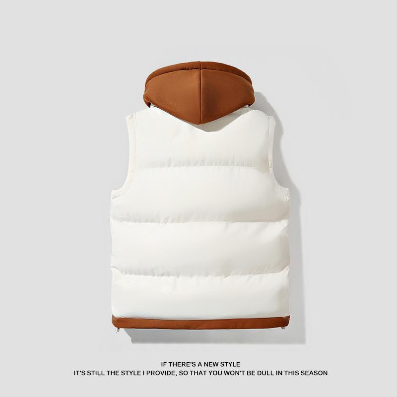 Men's hooded vest cotton-padded thick warm sleeveless jacket vest waistcoat faux two-piece coat, available in various colors, men's Christmas clothing, men's gift